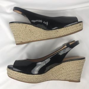 NEW Antonio Melani Black Patent Leather Perp Toe